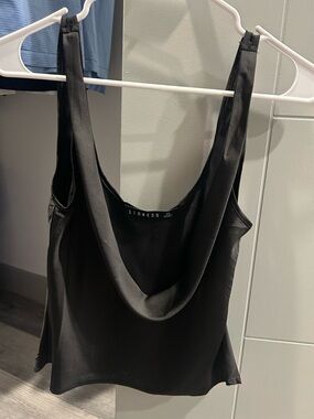 Lioness Black Satin Drape Back Tank